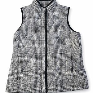 Croft & Barrow Quilted Houndstooth Vest Black White Women’s Small